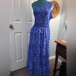 Blue Floral Sleeveless  Off Shoulder Dress sz XXL